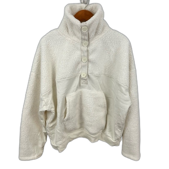 J. Crew Teddy Sherpa Button-Front Sweatshirt NWT Size Large - Picture 3 of 16